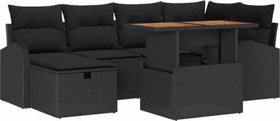 Immagine prodotto di vidaXL Set di divani da giardino 7 pezzi in polirattan nero