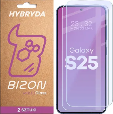 Produktbild von 2x Flexibles Hybridglas für Galaxy S25, Bizon Glass Mule Duo