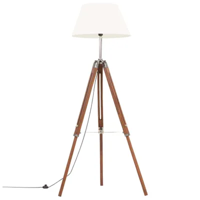 Imagen del producto de Lámpara de pie de vidaXL, color miel y blanco, madera de teca maciza, 141 cm