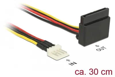 Produktbild von DeLOCK SATA 15 Pin Bu > 4 Pin Floppy St | Metall 30 cm