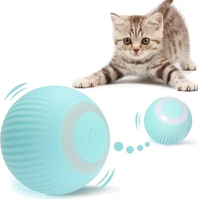 Produktbild von Intelligentes Automatisches Rollende Kugel Katzenspielzeug mit Capnip,Elektrisches interaktives USB Katzenspielzeug zum Trainieren des Indoor Spielens,4.3.cm, blau
