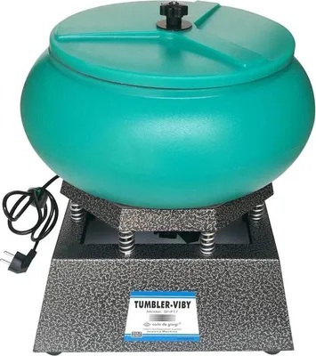 Obrázek produktu pro Vibrační leštička na šperky a kov – vibrační buben – objem 12 l – mísa 42,5 cm – 250 W – 220 V – odstraňování otřepů a leštění