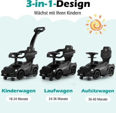 Obrázok produktu pre Pojazdné auto 3 v 1 Lamborghini s prednými svetlami a svetlometmi; Hudba & Čierny úložný priestor
