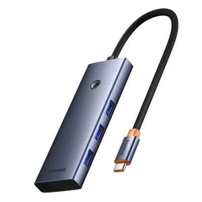 Produktbild von Baseus UltraJoy 100W Dockingstation 7-in-1, 2x USB-C, 3x USB, 1x HDMI, 1x RJ45, grau
