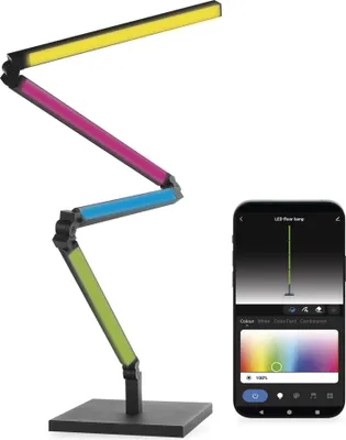 GoSmart LED stojací lampa, černá, 175 cm, teplá bílá / RGBIC WiFi