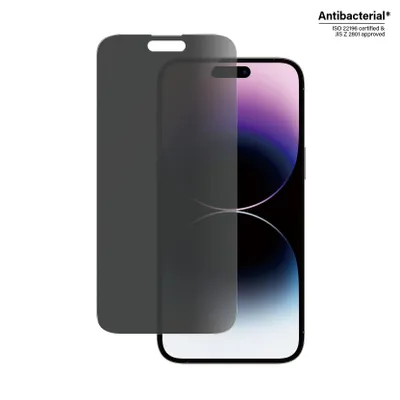 Produktbild von PanzerGlass ® Privacy Displayschutz iPhone 14 Pro Max | Classic Fit, Apple, Apple - iPhone 14 Pro Max, Trockene Anwendung, Kratzresistent, Schockresistent, Antibakteriell, Transparent, 1 Stück(e)