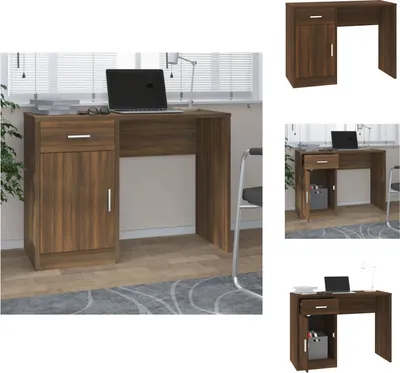 Image de vidaXL Bureau avec espace de rangement brun imitation chêne 100x40x73 cm - Bureaux