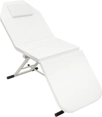 Immagine prodotto di Sedia massaggiante pieghevole - Lettino per trattamenti estetici - Sedia per massaggi professionale - Schienale regolabile - 182 x 60 x 60 cm - Bianco