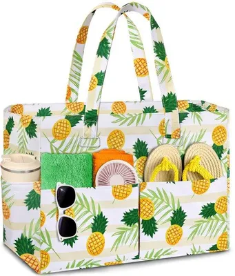Produktbild von Große Familie-Strandtasche XXL, Wasserfeste Strandtasche mit Trocken- und Nassen Kompartimenten, Opklappbare Reisetasche für Strand und Reisen