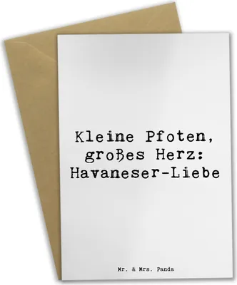 Produktbild von Mr. & Mrs. Panda Grußkarte Spruch Havaneser Liebe - Weiß - Geschenk, weihnachtskarten, osterkarte, einladungskarten, Hunderassen, Pflege, Intelligenz, Hundeliebhaber
