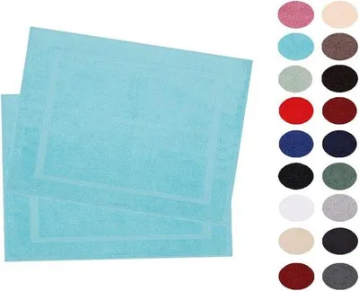 Produktbild von Unyqoos® Badematten-Set – 2 Stück (50 x 70 cm), 100% Baumwolle Frottier, 650 g/m², Türkis, waschbar 60 °C, trocknergeeignet