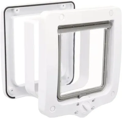 Immagine prodotto di Porta per gatti a 4 vie – impermeabile e silenziosa – con tunnel – 20 x 22 cm – bianca