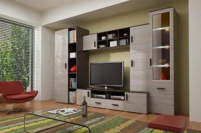 Image de Étagère murale pour salon, meuble TV, armoires murales, étagère en bois, meubles pour salon
