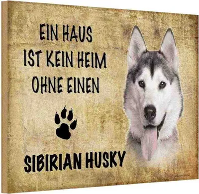 Produktbild von vianmo Holzschild 20x30 cm Sibirian Husky Hund Tier Haustier