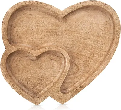 Immagine prodotto di Vassoio da portata in legno, doppio cuore mango, 23x20 cm