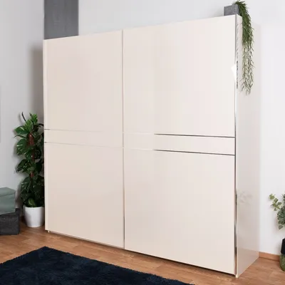 Produktbild von 230 cm breiter Kleiderschrank mit 2 Türen | Farbe: Beige