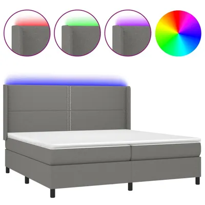 Immagine prodotto di vidaXL Letto a molle insacchettate con materasso e LED in tessuto grigio scuro 200x200 cm