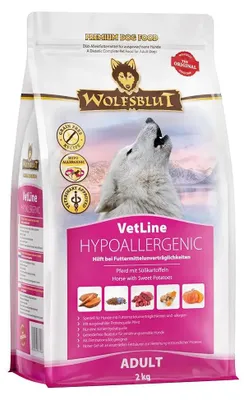 Produktbild von Wolfsblut VetLine Hypoallergenic, Adult, jede Rasse, Pferd, 2 kg