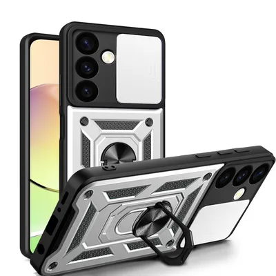 Produktbild von Outdoor Panzer Hülle für Samsung Galaxy S24 mit Kameraschutz Ringhalter Bumper Silber