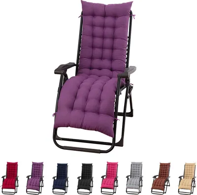 A purple recliner chair cushion is shown on a white background, with a row of other colored cushions below.