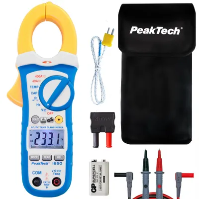 Produktbild von PeakTech P 1650 – TrueRMS Stromzange 400 A AC/DC mit Multimeter, NCV-Spannungstester und Temperaturmessung