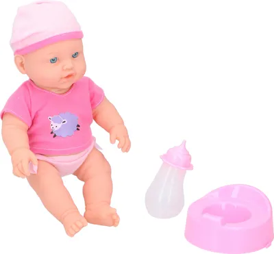Produktbild von My Baby & Me Baby Puppe mit Flasche und Töpfchen - Pipi-Puppe - Polyester - Rosa