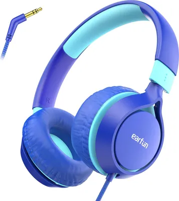 Produktbild von Kopfhörer Kinder mit Kabel, 85dB Lautstärkenbegrenzer, Superleicht, Faltbarer, Einstellbar, Stereoklang, 90 Grad drehbarer für Schule/Tablet