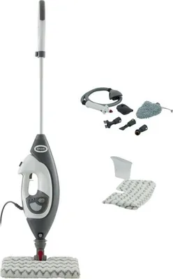 Obrázok produktu pre Parný čistič Shark S6005EU, 1200 W, 0,5 l, 2 nastavenia, technológia Klick'n Flip, parný tryskač, podložky na zachytávanie nečistôt, biela/sivá