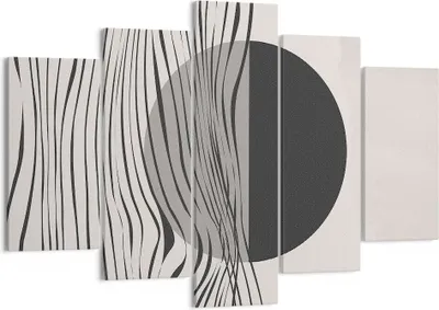 Produktbild von Bild auf Leinwand - Leinwandbild - 5 Teile - Figuren Formen Geometrie - 150x100cm - Wand Bild - Wanddeko - Wandbilder - Leinwanddruck - Bilder - Wanddekoration - Leinwand bilder - EA150x100-4964