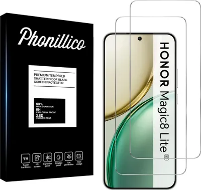 Produktbild von Hartglas für Honor MAGIC 8 LITE 5G [2 Stück] Displayschutzfolie Screen Protector Film Anti-Kratzer Glas Resistant Phonillico®