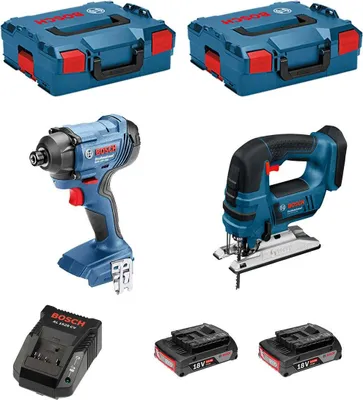 Produktbild von BOSCH Kit 18V BSK182D2B (GDR 18V-160 + GST 18V-LI B + 2 x 2,0 Ah + AL1820 + 2 x L-Boxx 136)