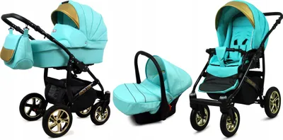Obrázek produktu pro BabyLux® Gold Lux | Kocárek 3v1 Set | Mint | Kombinovaný kocárek | Set kocárku | Buggy + Ba