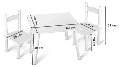 Produktbild von Bayagu Kindertisch mit 2 Stühlen zum Spielen und Lernen 60x60x42cm