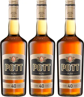 Immagine prodotto di Pott Rum genuino d'oltremare di altissima qualità e maturità 700ml confezione da 3 pezzi