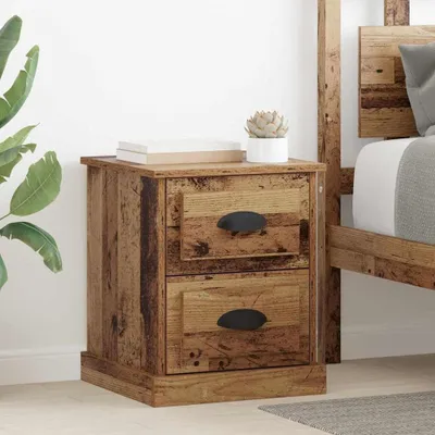 Imagen del producto de Mesita de noche moderna de madera con 2 cajones
