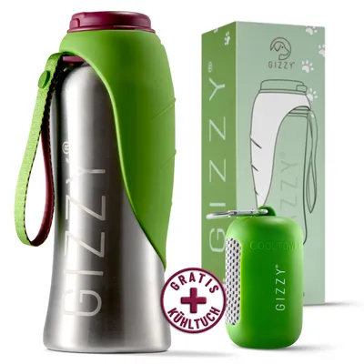 Produktbild von GIZZY® Hundetrinkflasche 800 ml für unterwegs - auslaufsicher & robust aus Edelstahl, inkl. - weichem Hundehandtuch - Trinkflasche Hund