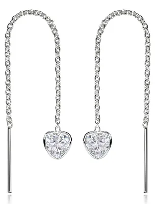 Produktbild von MATERIA by Matthias Wagner Herz Durchzieher Ohrringe 925 Silber mit weißen Zirkonia SO-480-Weiß