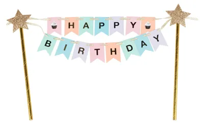 Produktbild von 6x Tortenstecker Cake Topper 'Happy Birthday' 33 x 21cm