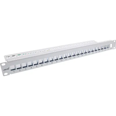 Produktbild von InLine Patchfeld 24-fach, Keystone Leerblech Patchpanel, 19", 1HE, lichtgrau, Grau, Rackeinbau, 1U, 90 mm, 43 mm, 480 mm