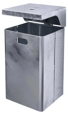 Produktbild von Abfallbehälter für den Außenbereich | feuerverzinkt | Volumen 40 l | BxHxT 310 x 600 x 360 mm | integrierter Ascher