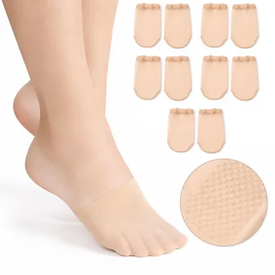 Produktbild von 5 Paar Zehensocken Damen, Halbsohlen Unsichtbare Füßlinge mit Rutschfestem Silikon, Atmungsaktive Vorfußsocken für High Heels & Loafers