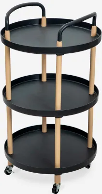Produktbild von Lebensmittelwagen rund 3 Ablagen Design Nordic Räder Biky Plus - Schwarz