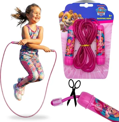 Produktbild von Paw Patrol Rosa, verstellbares Springseil für Mädchen, Springseil mit Griffen für Kinder, lang 2,4m