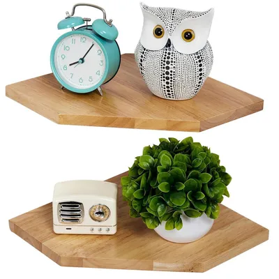 Produktbild von Eckregal Hängend 2er-Set 21.5cm Massivholz Eiche Naturholz