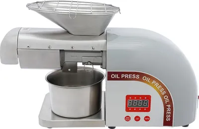 Produktbild von Ölpresse & Öl-Extraktor - Automatische Maschine - 1800 W - Edelstahl - 0–300°C Temperaturregelung - Kalt- und Warmpressen - Für Zuhause - Silber
