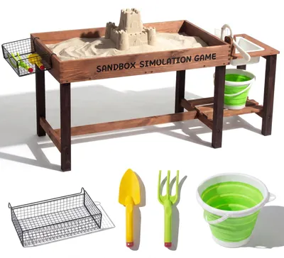 Image de Cuisine de jeu d'extérieur en bois pour enfants, avec accessoires