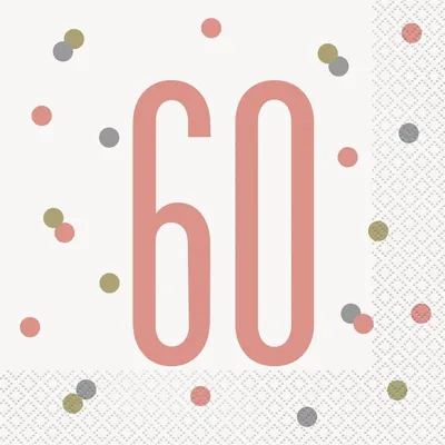 Produktbild von 16 Servietten 60. Geburtstag roségold