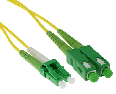 Image de ACT 1 mètre LSZH monomode 9/125 OS2 fibre patch duplex avec connecteurs LC/APC8 et SC/APC8