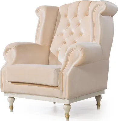Produktbild von Weißer Retro Sessel Chesterfield Einsitzer Barsessel Wohnzimmer 1-Sitzer