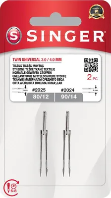 Obrázek produktu pro Jehly Singer 2024/2025 - 80/12, 3,0 mm + 90/14, 4,0 mm - 2 ks - Twin